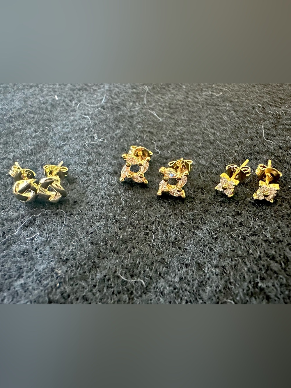 Gold Tone Small Charm Earrings - Set of 3
